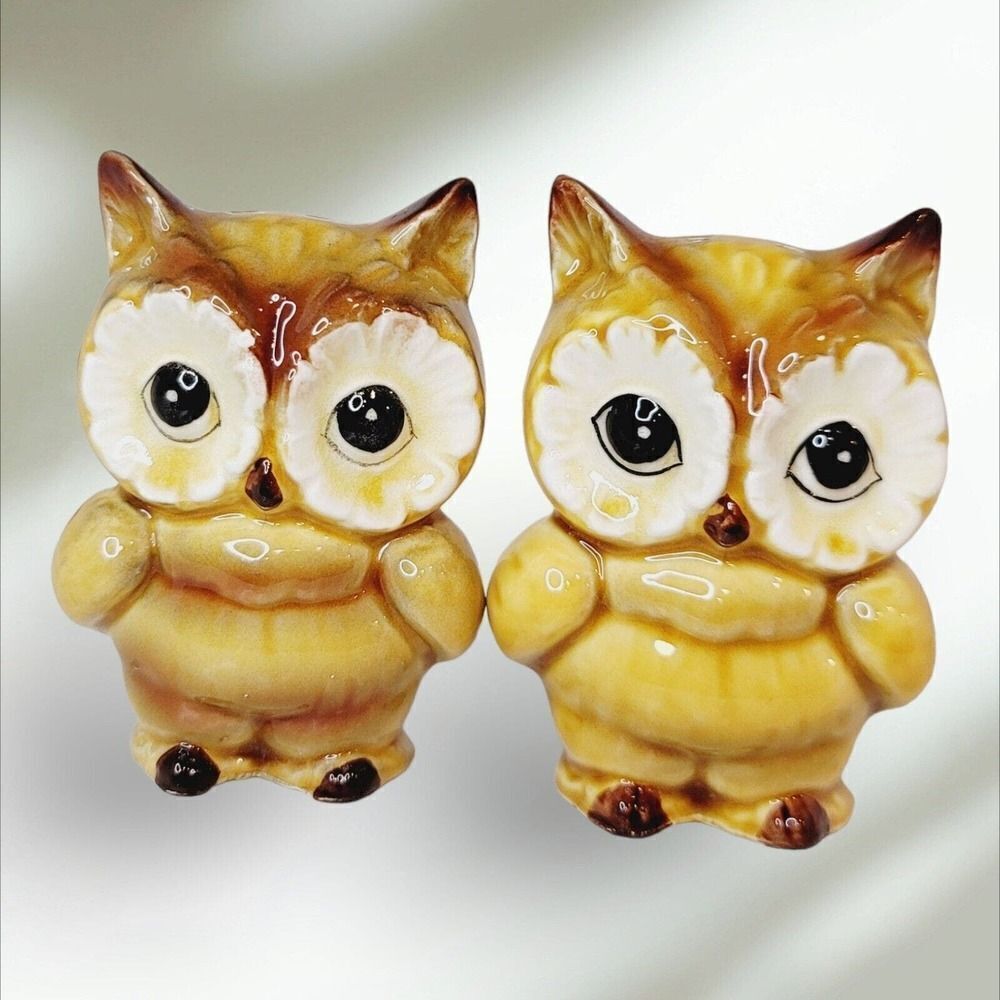 Vintage Lefton OWL Salt & Pepper Shaker Set Japan Exclusive‎
